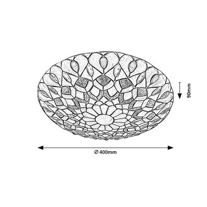 Brilagi - Tiffany vitrāžveida griestu lampa MARGARET 2xE27/60W/230V, diametrs 40 cm