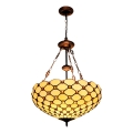 BRILAGI - Tiffany vitražveida lustra ar ķēdi IVORY SMOOTH 3xE27/60W/230V Ø 50 cm