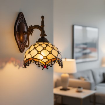 BRILAGI - Tiffany vitrāžveida sienas lampa IVORY 1xE14/40W/230V