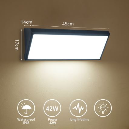 Brilagi - LED āra sienas gaismeklis TRIANGLE LED/42W/230V 3000/4000/6500K 45 cm melns IP65