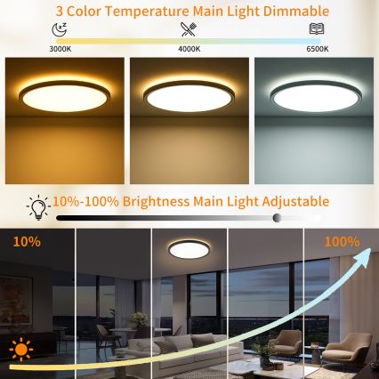 Brilagi - regulējama LED griestu lampa ULTRA SLIM LED/24W/230V 2700-6500K Ø 42 cm melna + tālvadība
