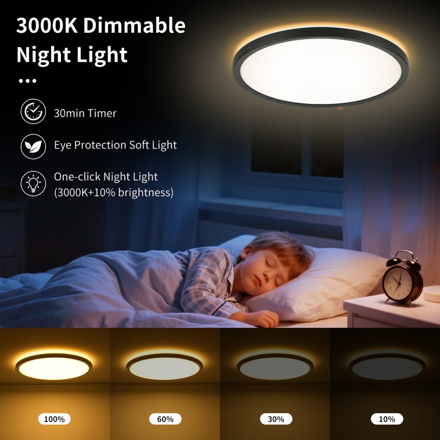 Brilagi - regulējama LED griestu lampa ULTRA SLIM LED/24W/230V 2700-6500K Ø 42 cm melna + tālvadība