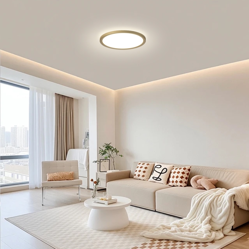 Brilagi - LED vannas istabas griestu gaismeklis ULTRA SLIM LED/12W/230V Ø 22,5 cm zelta krāsā IP54