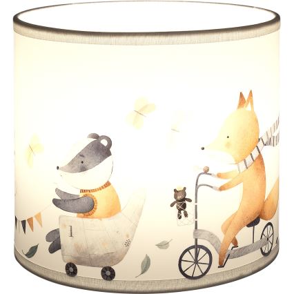 BRILAGI - Universālais abažūrs BOBO E27 Ø 15 cm, balts ar dzīvnieku motīvu