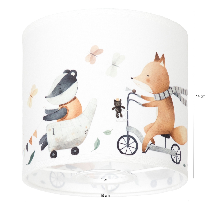 BRILAGI - Universālais abažūrs BOBO E27 Ø 15 cm, balts ar dzīvnieku motīvu