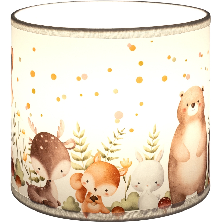 BRILAGI - Universāls abažūrs BOBO E27 Ø 15 cm, balts ar dzīvnieciņu rakstu