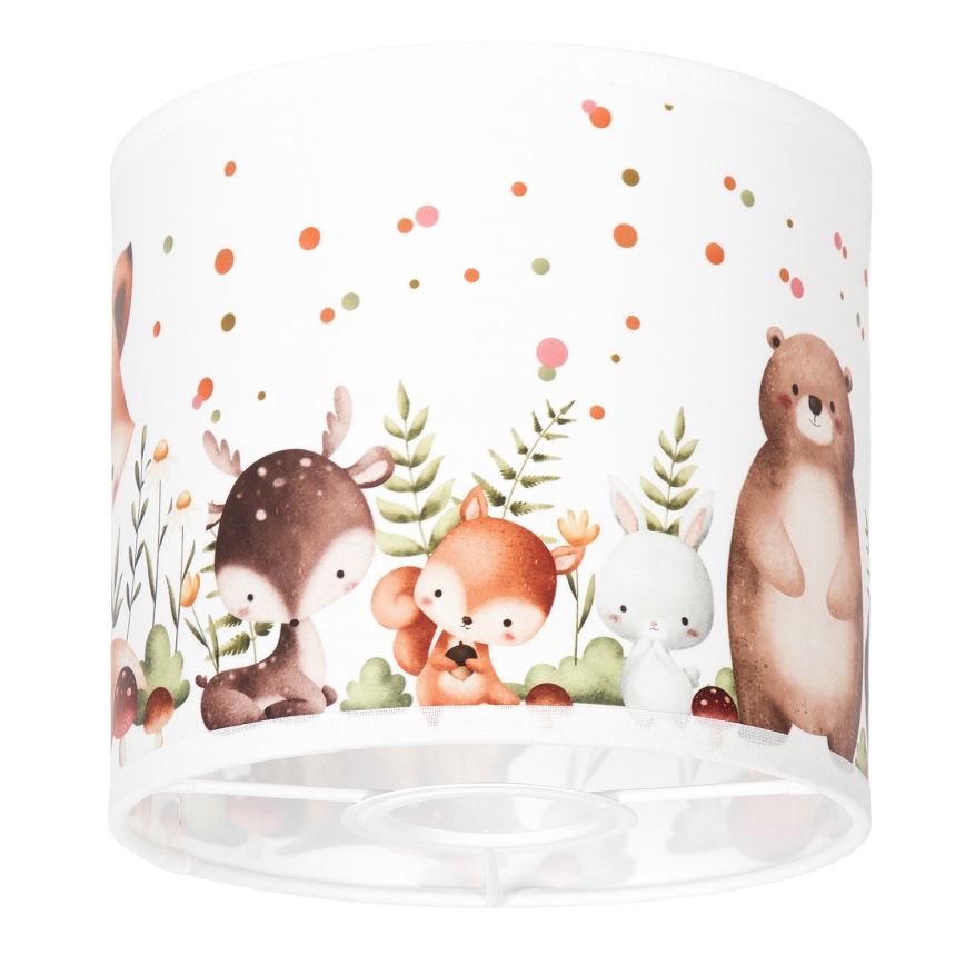 BRILAGI - Universāls abažūrs BOBO E27 Ø 15 cm, balts ar dzīvnieciņu rakstu