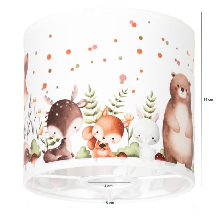 BRILAGI - Universāls abažūrs BOBO E27 Ø 15 cm, balts ar dzīvnieciņu rakstu