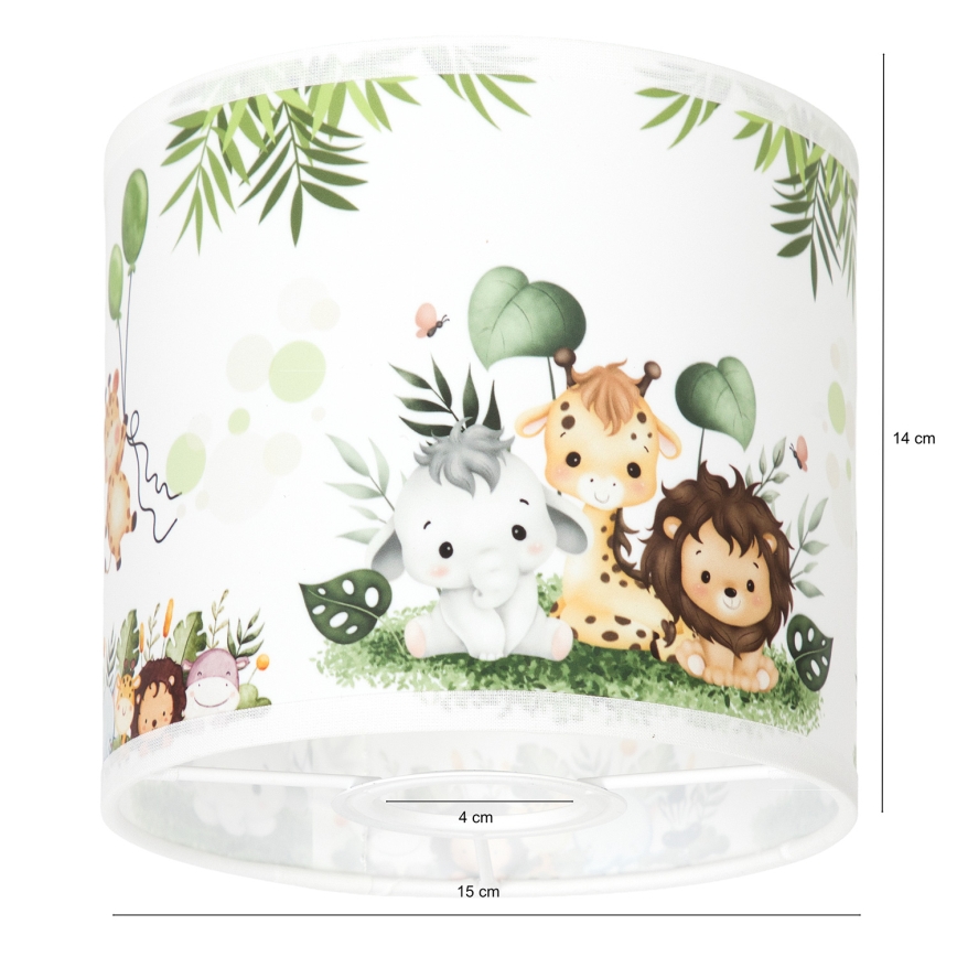 BRILAGI - Universāls abažūrs BOBO E27 Ø 15 cm balts/zaļš/džungļu raksts