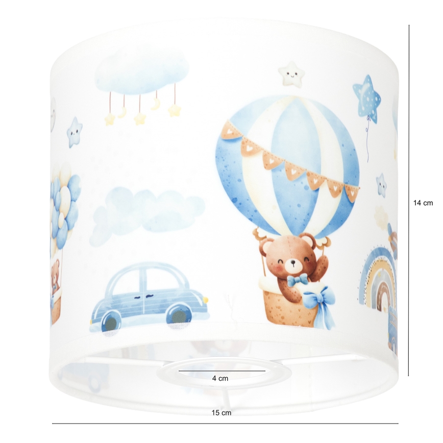 BRILAGI - Universāls abažūrs BOBO E27 Ø 15 cm balts/zils/ar lācīšiem