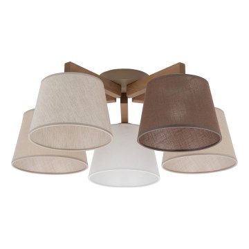 Brilagi - Uz virsmas montējama griestu lampa LATTE SABIA 5xE27/15W/230V priede/maisījums