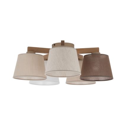 Brilagi - Uz virsmas montējama griestu lampa LATTE SABIA 5xE27/15W/230V priede/maisījums