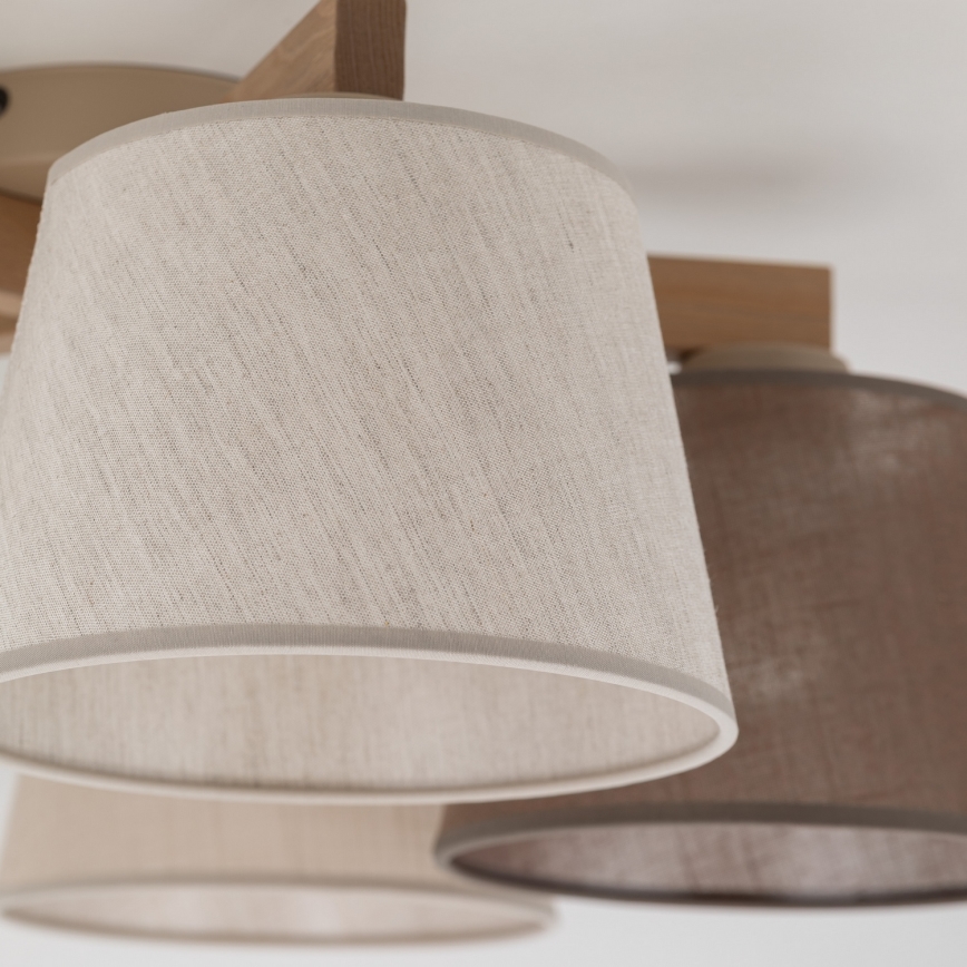 Brilagi - Uz virsmas montējama griestu lampa LATTE SABIA 5xE27/15W/230V priede/maisījums