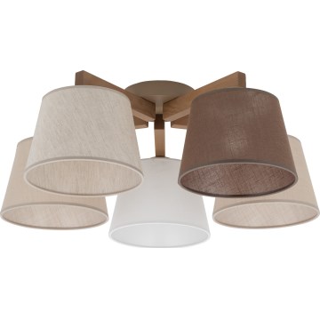 Brilagi - Uz virsmas montējama griestu lampa LATTE SABIA 5xE27/60W/230V priede/maisījums