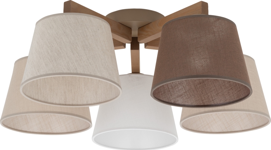 Brilagi - Uz virsmas montējama griestu lampa LATTE SABIA 5xE27/60W/230V priede/maisījums