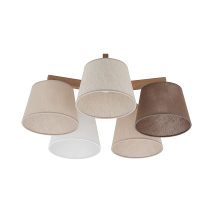 Brilagi - Uz virsmas montējama griestu lampa LATTE SABIA 5xE27/60W/230V priede/maisījums