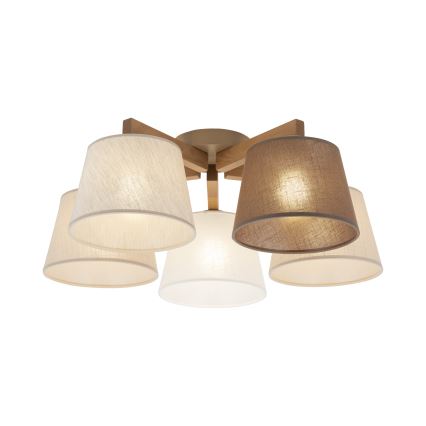 Brilagi - Uz virsmas montējama griestu lampa LATTE SABIA 5xE27/60W/230V priede/maisījums