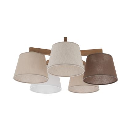 Brilagi - Uz virsmas montējama griestu lampa LATTE SABIA 5xE27/60W/230V priede/maisījums