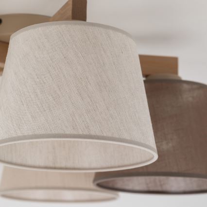 Brilagi - Uz virsmas montējama griestu lampa LATTE SABIA 5xE27/60W/230V priede/maisījums