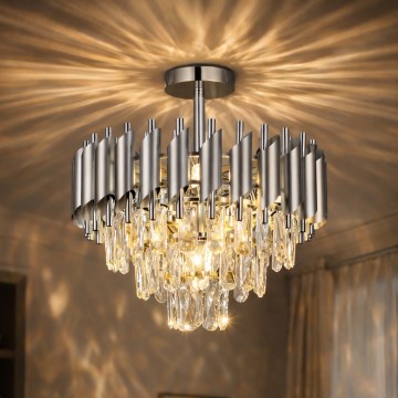 Brilagi - Uz virsmas montēta griestu lampa ECLIPSE 5xE14/10W/230V Ø 38 cm sudraba