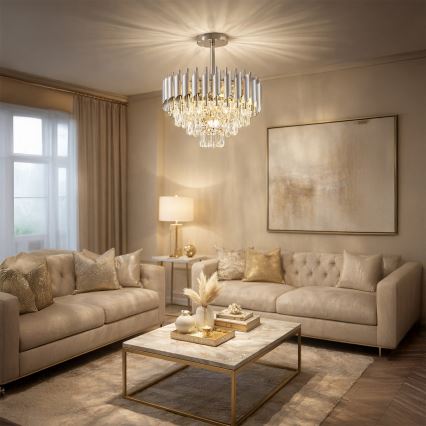 Brilagi - Uz virsmas montēta griestu lampa ECLIPSE 5xE14/10W/230V Ø 38 cm sudraba