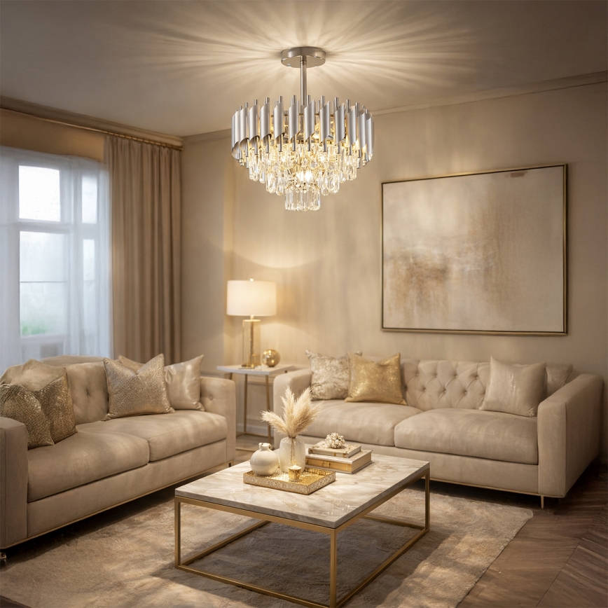 Brilagi - Uz virsmas montēta griestu lampa ECLIPSE 5xE14/10W/230V Ø 38 cm sudraba