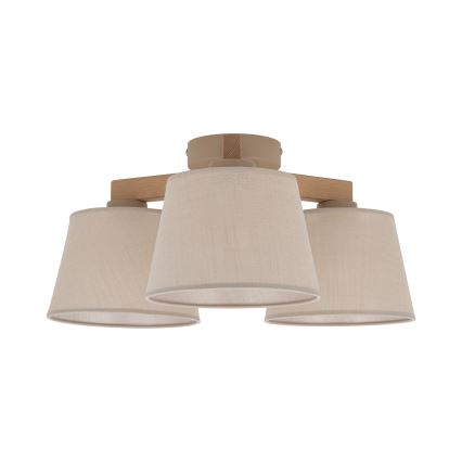 Brilagi - Uz virsmas montēts griestu gaismeklis LATTE SABIA 3xE27/60W/230V priede/bēšs