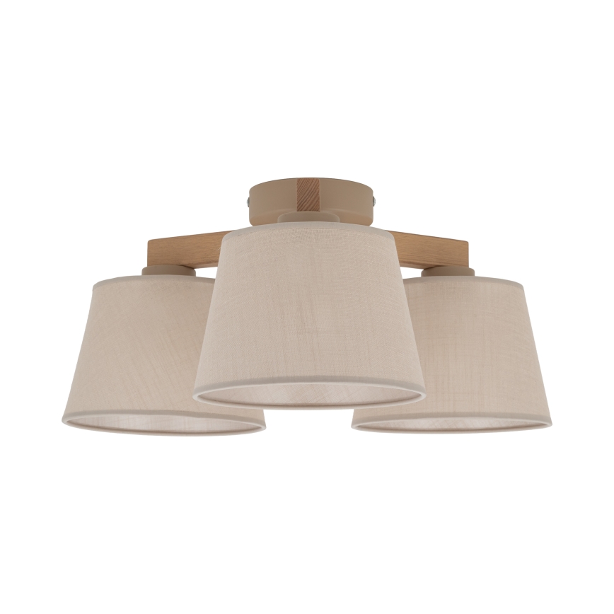 Brilagi - Uz virsmas montēts griestu gaismeklis LATTE SABIA 3xE27/60W/230V priede/bēšs