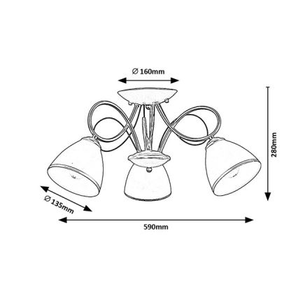 Brilagi - Uz virsmas piestiprināma griestu lampa FRED 3xE27/60W/230V Ø59 cm zelta