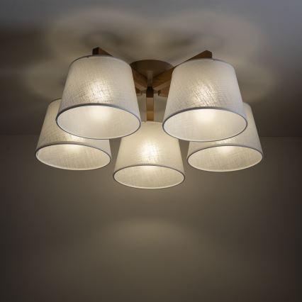 Brilagi - Uzstādāma griestu lampa LATTE SABIA 5xE27/60W/230V priede/balta
