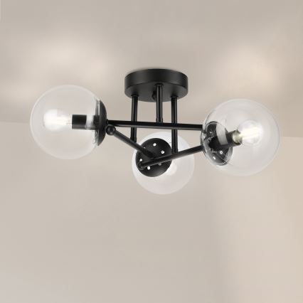 Brilagi - Uzstādāma griestu lampa MALIVA 3xE14/15W/230V melna/caurspīdīga