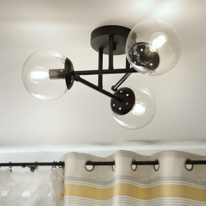 Brilagi - Uzstādāma griestu lampa MALIVA 3xE14/15W/230V melna/caurspīdīga