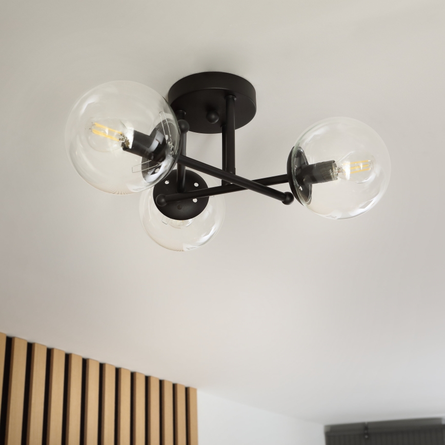 Brilagi - Uzstādāma griestu lampa MALIVA 3xE14/15W/230V melna/caurspīdīga