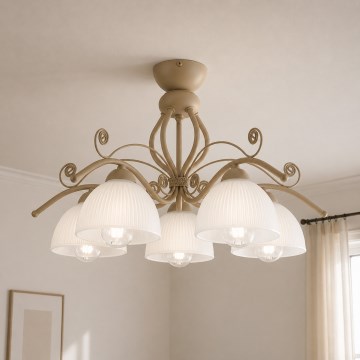 Brilagi - Uzstādāma griestu lustra ANTICO MODERN 5xE27/60W/230V bēša