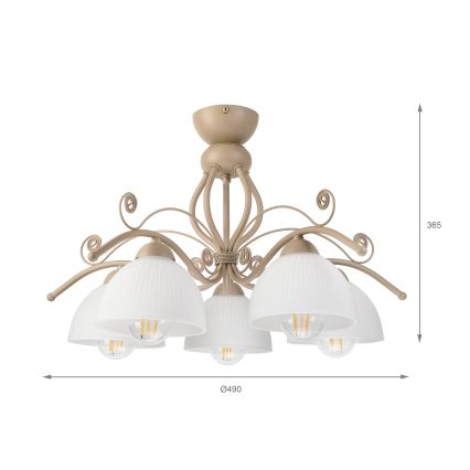 Brilagi - Uzstādāma griestu lustra ANTICO MODERN 5xE27/60W/230V bēša