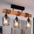 BRILAGI - Uzstādāmā griestu lustra WOOD GLASS 3xE27/60W/230V priede/melna/dūmaina bēša