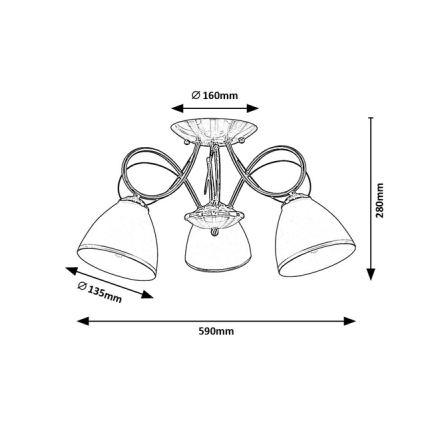 Brilagi - Uzstādāms griestu lukturis FRED, 3xE27/60W/230V, Ø59 cm, bronzas krāsa