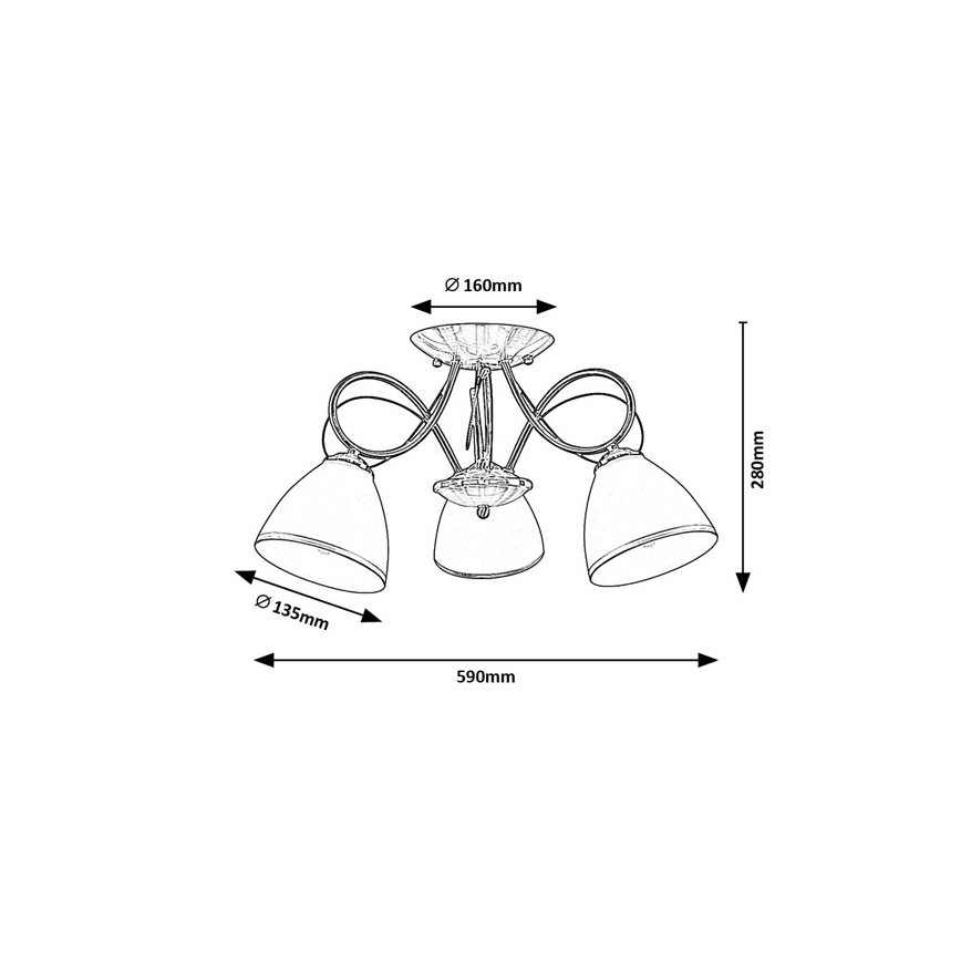 Brilagi - Uzstādāms griestu lukturis FRED, 3xE27/60W/230V, Ø59 cm, bronzas krāsa