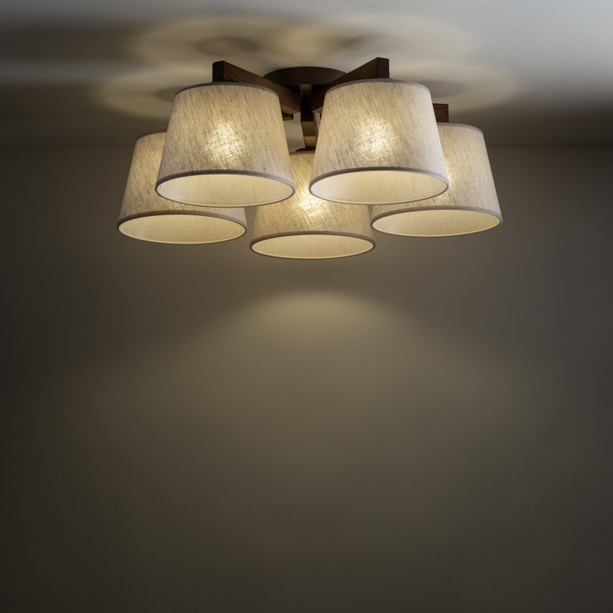 Brilagi - uzstādāms griestu lustrs LATTE 5xE27/60W/230V priede/krēmkrāsa