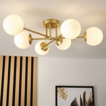 Brilagi - Uzstādāms griestu lustrs MALIVA 6xE14/15W/230V zelta/balta