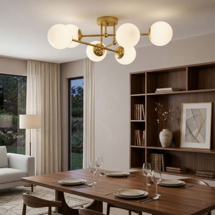 Brilagi - Uzstādāms griestu lustrs MALIVA 6xE14/15W/230V zelta/balta