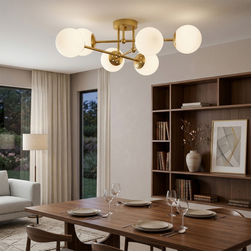 Brilagi - Uzstādāms griestu lustrs MALIVA 6xE14/15W/230V zelta/balta