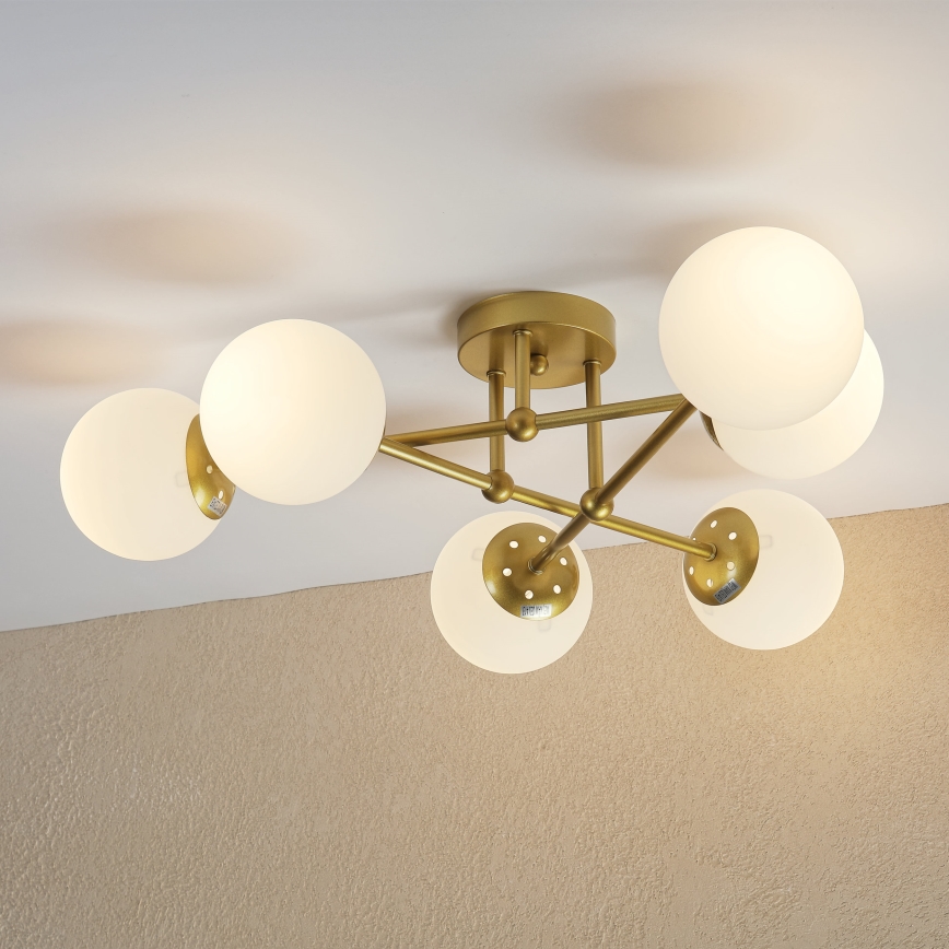 Brilagi - Uzstādāms griestu lustrs MALIVA 6xE14/15W/230V zelta/balta