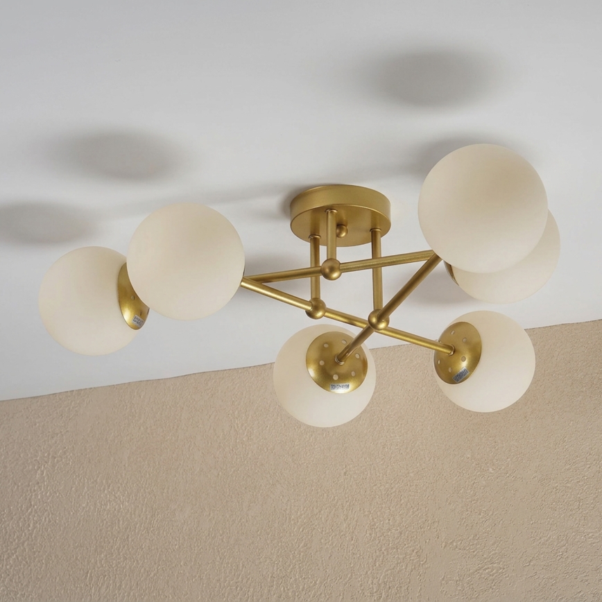 Brilagi - Uzstādāms griestu lustrs MALIVA 6xE14/15W/230V zelta/balta