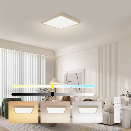 Brilagi - LED Dimējama vannas istabas griestu lampa FRAME SMART LED/50W/230V 60x60 cm 3000-6000K IP44 bēša + tālvadības pults