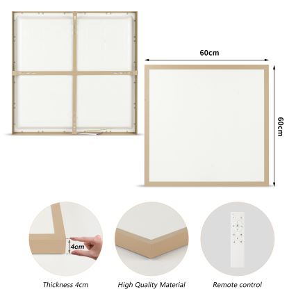 Brilagi - LED Dimējama vannas istabas griestu lampa FRAME SMART LED/50W/230V 60x60 cm 3000-6000K IP44 bēša + tālvadības pults