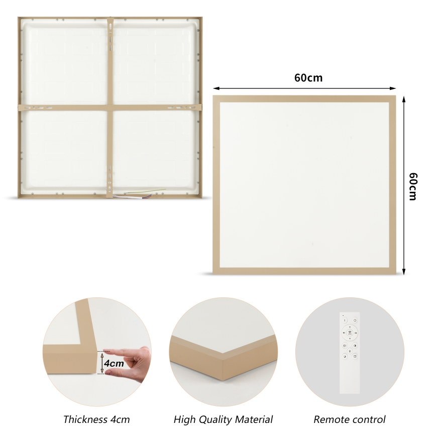 Brilagi - LED Dimējama vannas istabas griestu lampa FRAME SMART LED/50W/230V 60x60 cm 3000-6000K IP44 bēša + tālvadības pults