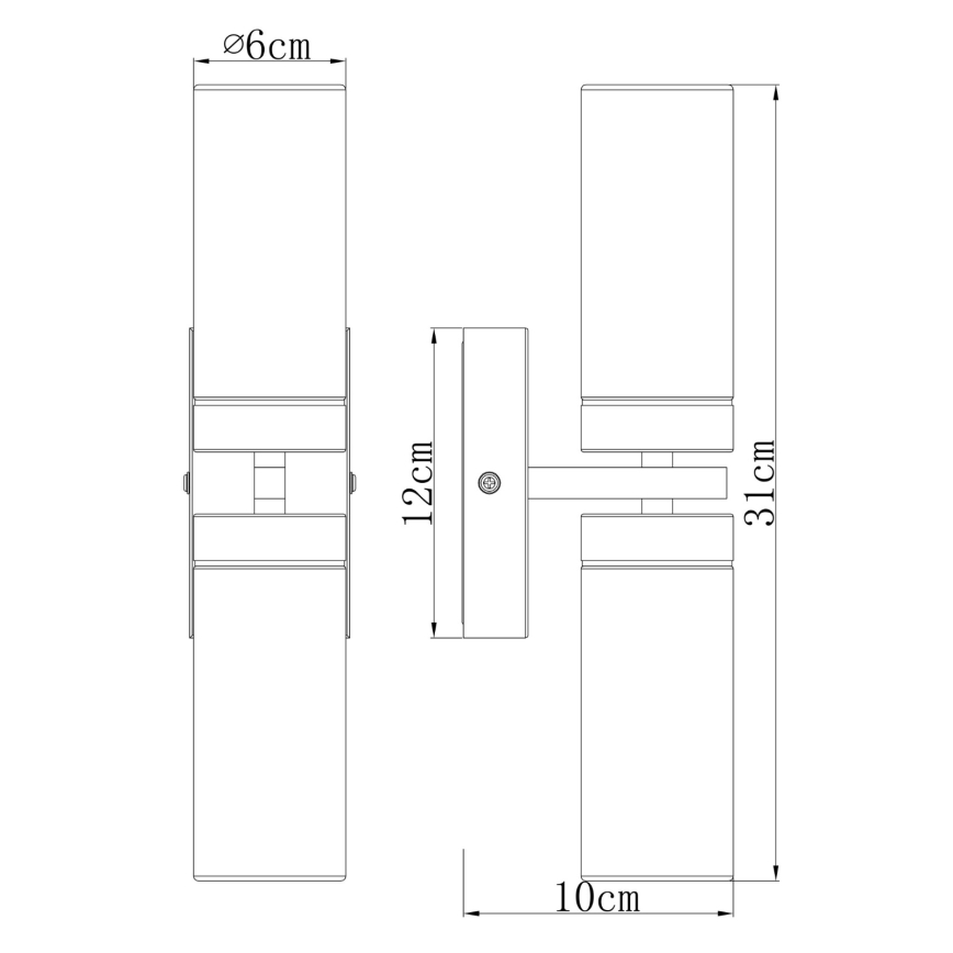 Brilagi - Vannas istabas sienas gaismeklis RAY 2xE14/40W/230V IP44