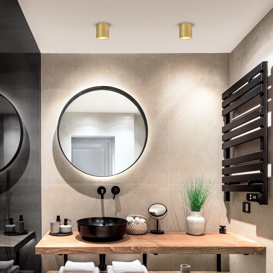 Brilagi - Vannas istabas virziena gaismeklis MIA 1xGU10/30W/230V 84x80 mm zelta IP54