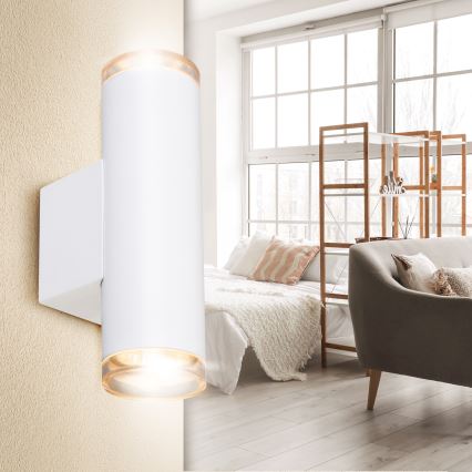 Brilagi - Vannas istabas sienas virziena gaismeklis SELE AQUA 2xGU10/30W/230V IP44 balts